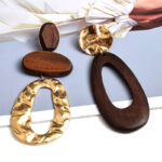Vintage Handmade Fashion Wooden Metal Dangle Earrings - Image 5