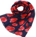 Red Poppy Scarf Print Long Scarves Flower - Image 4