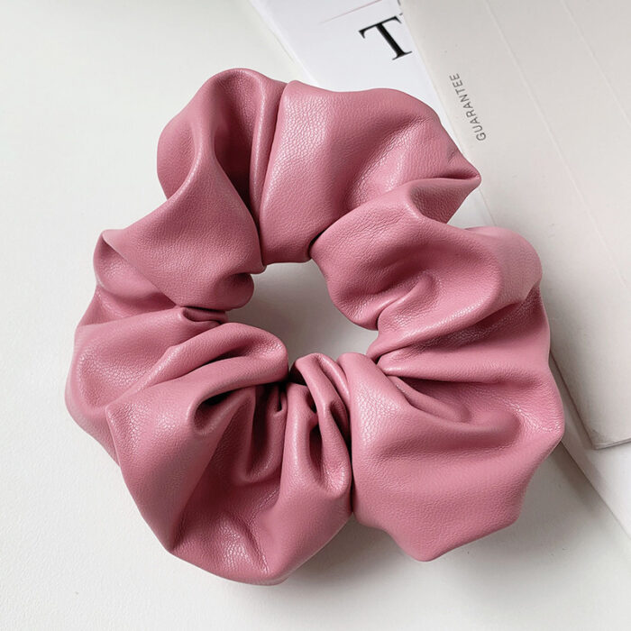PU Leather Tie Hair Ring Solid Color Hair Accessories - Image 2