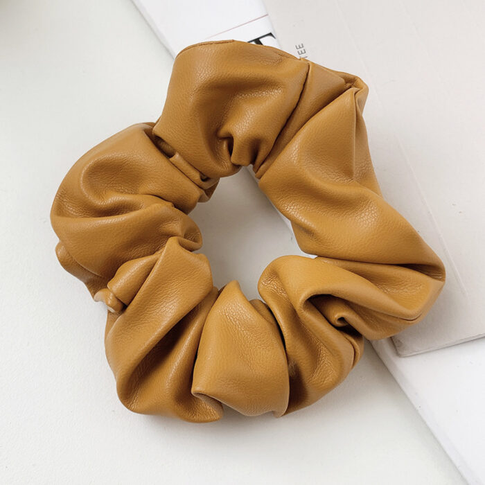 PU Leather Tie Hair Ring Solid Color Hair Accessories - Image 4