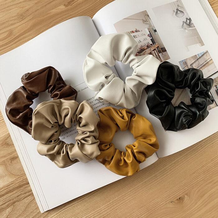 PU Leather Tie Hair Ring Solid Color Hair Accessories - Image 5