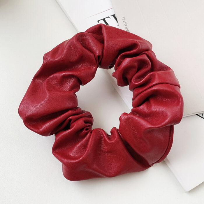 PU Leather Tie Hair Ring Solid Color Hair Accessories - Image 3