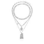 Vintage Punk Multi Layered Women's Pearl Necklaces Fashion Long Geometric Portait Pendant Necklace - Image 4