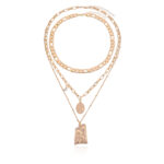 Vintage Punk Multi Layered Women's Pearl Necklaces Fashion Long Geometric Portait Pendant Necklace - Image 3