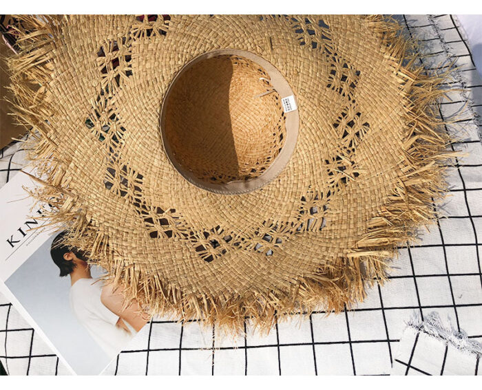 Women Summer Natural Raffia Straw Hat Girl Fashion Ribbon Floppy Shading Panama Wide Brim Sun Hats Vacation Travel Beach Hat - Image 2
