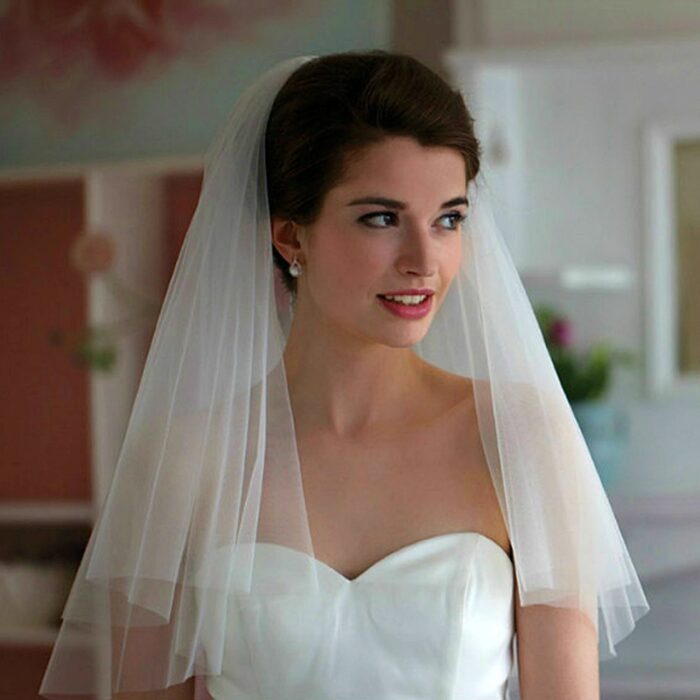 Short Bridal Wedding Veils Two Layer with Metal Combe White Veil for Party Bridal Veil  New Arrival - Image 1