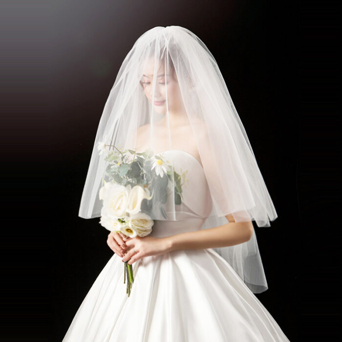 Short Bridal Wedding Veils Two Layer with Metal Combe White Veil for Party Bridal Veil  New Arrival - Image 3