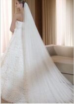 Waltz  Cut Edge White Long Bridal Veils One Layer Wedding Veilsx with Comb Vintage Bridal Wedding - Image 2