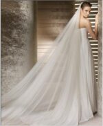 Waltz  Cut Edge White Long Bridal Veils One Layer Wedding Veilsx with Comb Vintage Bridal Wedding - Image 3