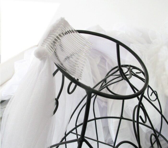 Waltz  Cut Edge White Long Bridal Veils One Layer Wedding Veilsx with Comb Vintage Bridal Wedding - Image 8