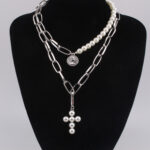 Luxury Design Imitation Pearls Choker Necklace Female Cross Pendant Necklaces for Women Gold Color Fashion Coin Jewelry - Image 5