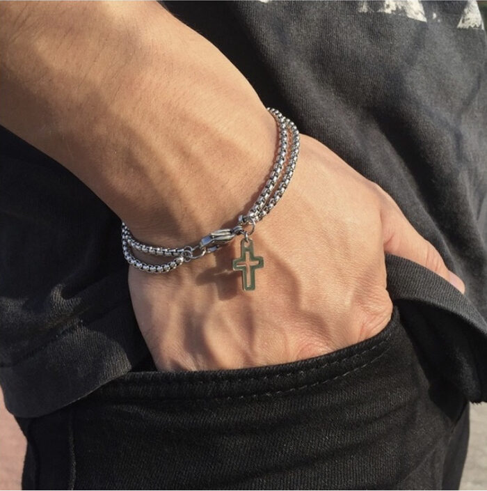 Bracelet For Women Charm Bracelets Mens Punk Party Men Cross - Image 5