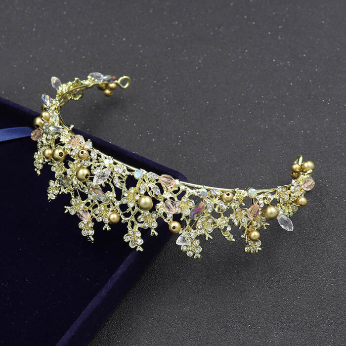 Bridal Golden Headband Hair Accessory Crown - Image 1
