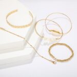5pcs/sets Gold Beaded Bracelets White Natural Stone Bohemian Beach Shell Brangles - Image 6