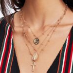 Layer Beads Chain Long Choker Necklace Women Sexy Fashion Gold Silver Color Round Cross Necklaces & Pendants Bijoux