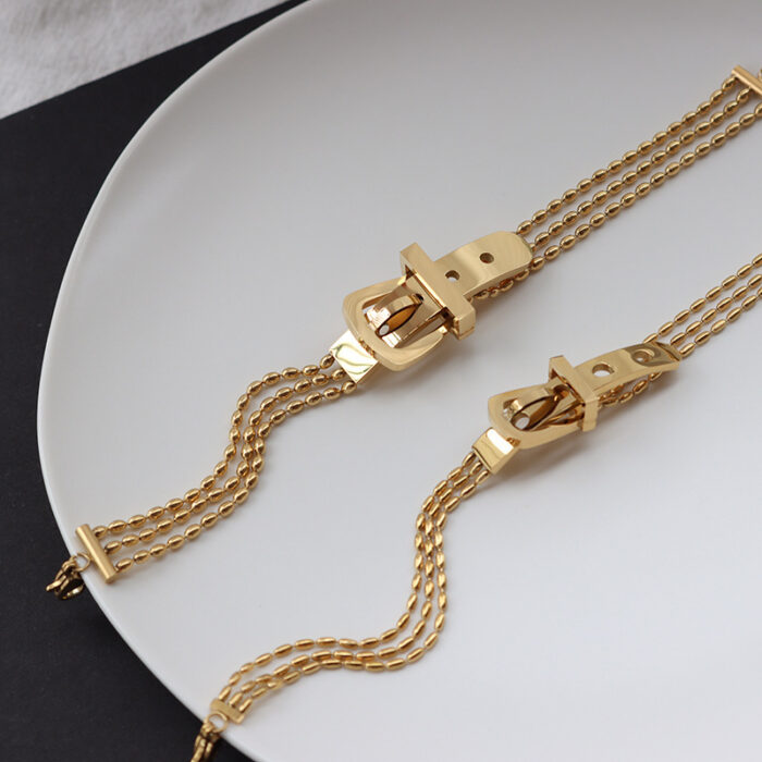 Stainless Steel Belt Shape Strap Charm Gold Bangle Women Jewelry Gift Punk Layered Bangle Bracelets - Image 5