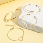 Vintage Gold Crystal Heart Letter Love Bangle Bracelet For Women Fashion Multi-layer Geometric Charm Bracelets Jewelry Gifts - Image 2