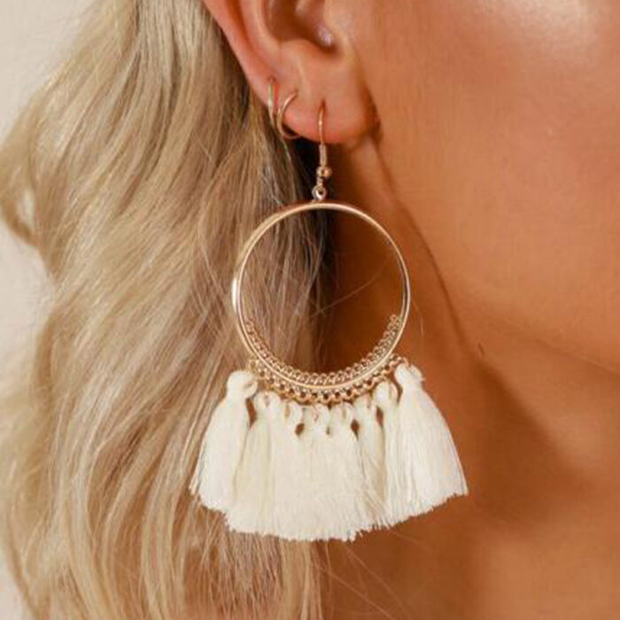 Big Round Drop Dangle Earrings - Image 1