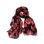 Red Poppy Scarf Print Long Scarves Flower - Image 2