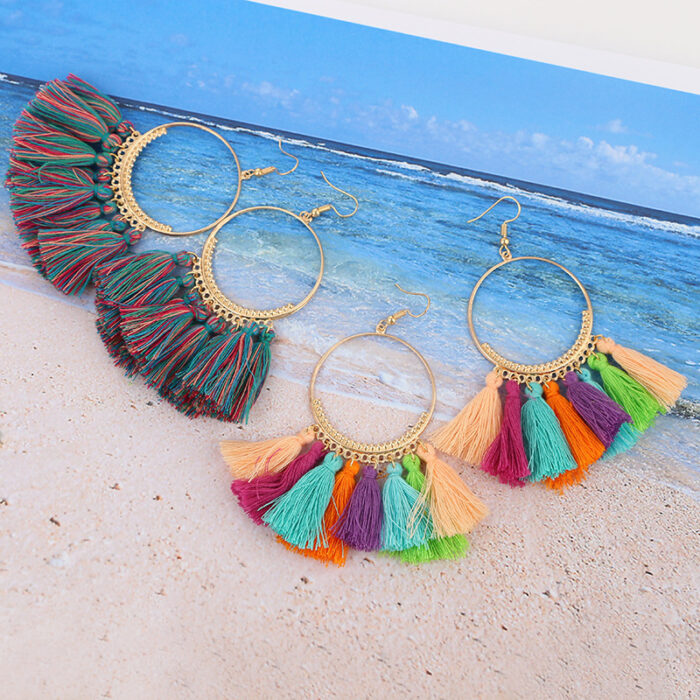 Big Round Drop Dangle Earrings - Image 2