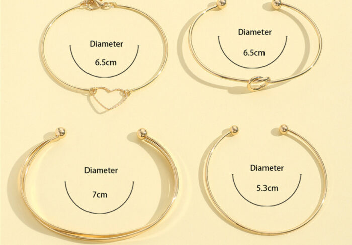 Vintage Gold Crystal Heart Letter Love Bangle Bracelet For Women Fashion Multi-layer Geometric Charm Bracelets Jewelry Gifts - Image 6