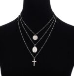 Layer Beads Chain Long Choker Necklace Women Sexy Fashion Gold Silver Color Round Cross Necklaces & Pendants Bijoux - Image 2