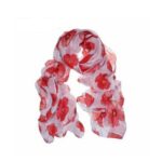 Red Poppy Scarf Print Long Scarves Flower - Image 5
