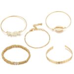 5pcs/sets Gold Beaded Bracelets White Natural Stone Bohemian Beach Shell Brangles - Image 4