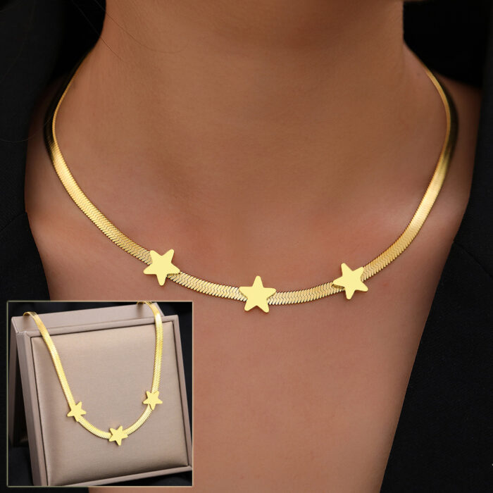 Stainless Steel Necklaces Gothic Blade Snake Chains Stars Choker Statement Light Luxury Temperament Necklace For Women Jewelry - Image 1