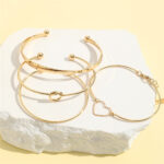 Vintage Gold Crystal Heart Letter Love Bangle Bracelet For Women Fashion Multi-layer Geometric Charm Bracelets Jewelry Gifts - Image 5