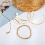 5pcs/sets Gold Beaded Bracelets White Natural Stone Bohemian Beach Shell Brangles - Image 2