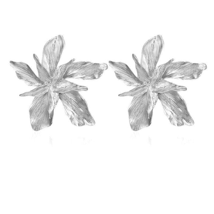 Golden Big Flower Dangle Earrings Female - Image 6