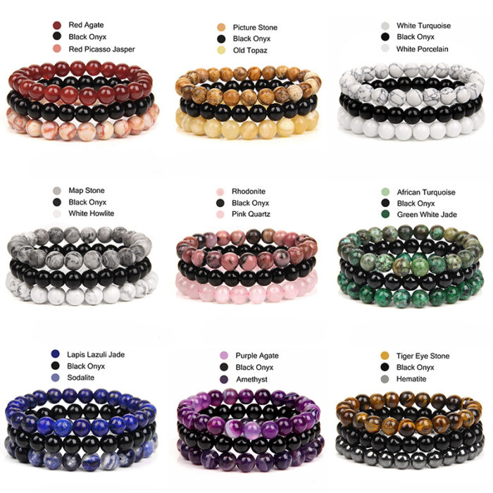 Three-pack Of Natural Stone 8mm Beaded Bracelets - Image 3