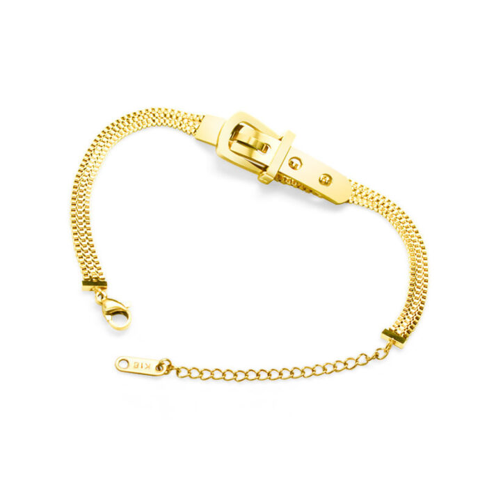 Stainless Steel Belt Shape Strap Charm Gold Bangle Women Jewelry Gift Punk Layered Bangle Bracelets - Image 2