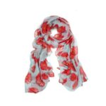 Red Poppy Scarf Print Long Scarves Flower - Image 6