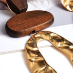 Vintage Handmade Fashion Wooden Metal Dangle Earrings - Image 3