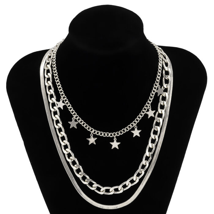 Multilayer Star Choker Necklaces for Women Punk Geometric Snake Chain - Image 6