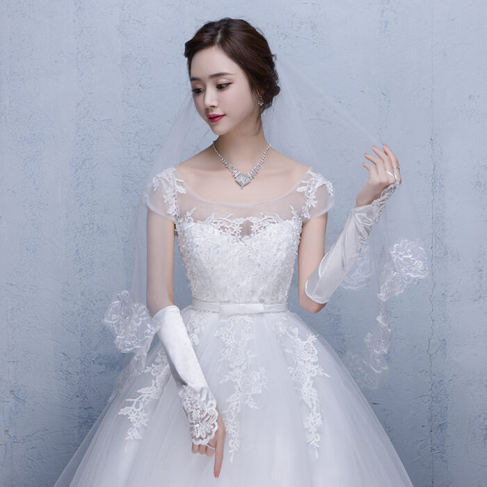 DX9003 China Factory Wholesale Lace Appliqued Bridal Veils Blusher Veils - Image 5