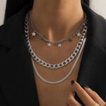 Multilayer Star Choker Necklaces for Women Punk Geometric Snake Chain - Image 2