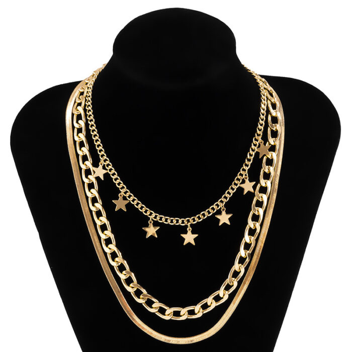 Multilayer Star Choker Necklaces for Women Punk Geometric Snake Chain - Image 5