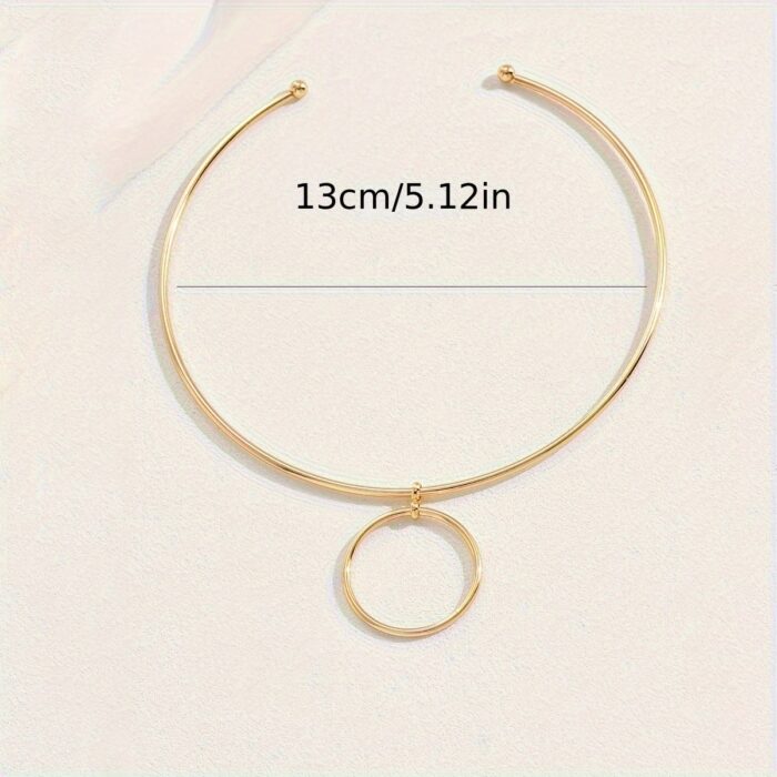 Women Collar Choker Necklace Big Circle Geometric Metal Pendants Torques Statement Necklaces - Image 5