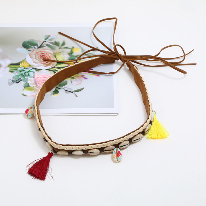 Geometric Shell Woven Slim Waist Belt Women's Waist Chain - Image 5